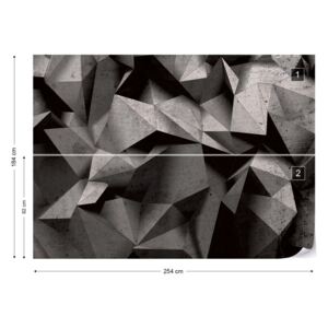 Fotótapéta GLIX - 3D Ben Geometriai Beton Fal Nem szőtt tapéta - 254x184 cm