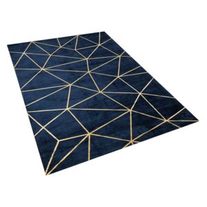 Elegáns Tengerészkék Szőnyeg Geometrikus Arany Mintával 160 x 230 cm HAVZA