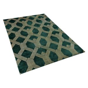 Elegáns Sötétzöld Szőnyeg Geometrikus Arany Mintával 160 x 230 cm VEKSE