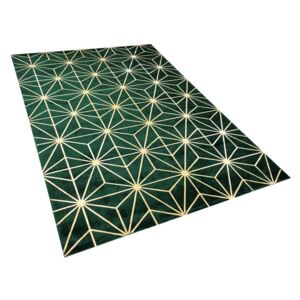 Elegáns Sötétzöld Szőnyeg Geometrikus Arany Mintával 140 x 200 cm SIBEL