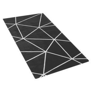 Elegáns Fekete Szőnyeg Geometrikus Ezüst Mintával 80 x 150 cm HAVZA