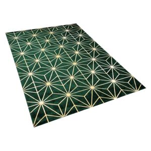 Elegáns Sötétzöld Szőnyeg Geometrikus Arany Mintával 160 x 230 cm SIBEL