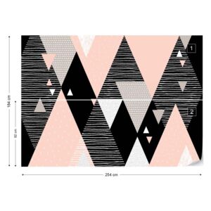 Fotótapéta GLIX - Modern Geometriai Háromszögek Pink És Fekete Design Nem szőtt tapéta - 254x184 cm