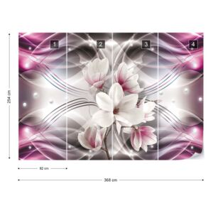 Fotótapéta GLIX - Modern Virágos Design Magnolia Virágok Lila Nem szőtt tapéta - 368x254 cm