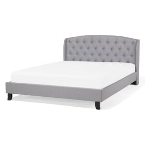 Chesterfield Stílusú Világosszürke Klasszikus Kárpitozott Ágy 160 x 200 cm BORDEAUX