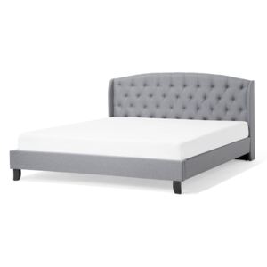 Chesterfield Stílusú Világosszürke Klasszikus Kárpitozott Ágy 180 x 200 cm BORDEAUX