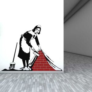 Falmatrica GLIX - Banksy "Maid" 80 x 60 cm Fekete és piros