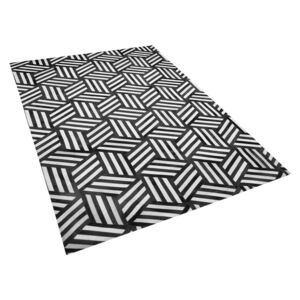 Design Fekete És Fehér Bőrszőnyeg 160 x 230 cm KANGAL