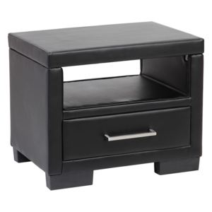 Corium® Éjjeli szekrény műbőr fiókos komód 55 x 40 x 45 cm fekete 1 fiók tárolórész