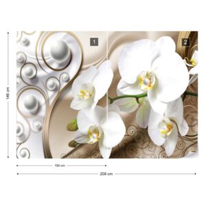 Fotótapéta GLIX - 3D Díszítő Örvény Design Virágok Orchideák Tapet nețesute - 208x146 cm