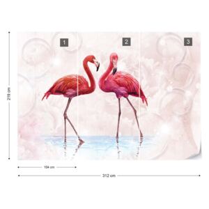 Fotótapéta GLIX - Modern Trópusi Flamingók Nem szőtt tapéta - 312x219 cm
