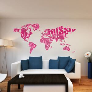 Falmatrica GLIX - World map 200 x 100 cm Rózsaszín