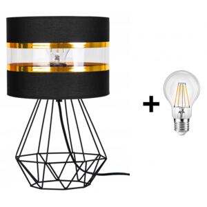 Glimex Abazur asztali/éjjeli lámpa fekete 1x E27 + ajándék LED izzó