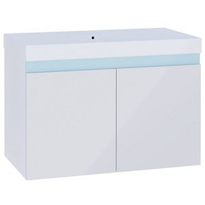 SIMBA fürdőszobaszekrény mosdó alá, 80x50x40 cm, fehér/magasfényű fehér