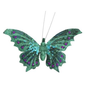 PEACOCK csíptethető pillangó, zöld 18 cm