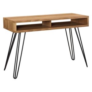 [en.casa]® Íróasztal sminkasztal Verona 110 x 45 x 75 cm design hajtű lábak konzol asztal tárolóval fém - fa