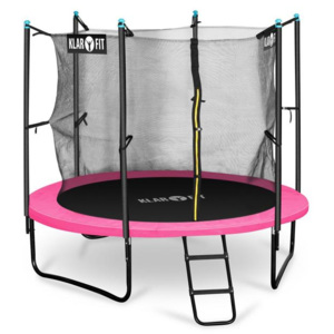 Klarfit Rocketgirl 250, 250 cm trambulin, belső biztonsági háló, széles létra, rózsaszín