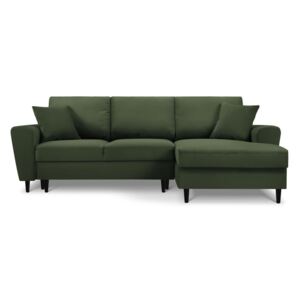 Black Friday -15% Moghan zöld kordbársony kinyitható kanapé, jobb oldali - Micadoni Home