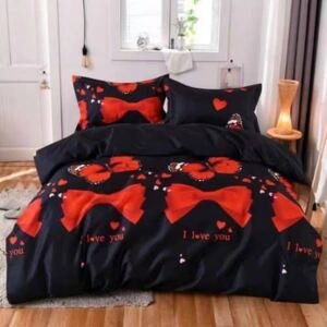 Piros masni és pillangók pamut ágynemű
