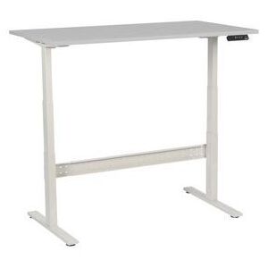 Manutan állítható magasságú irodai asztal, 140 x 80 x 62,5 - 127,5 cm, egyenes kivitel, ABS 2 mm, világosszürke