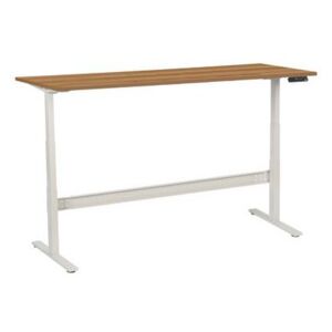 Manutan állítható magasságú irodai asztal, 200 x 80 x 62,5 - 127,5 cm, egyenes kivitel, ABS 2 mm, dió