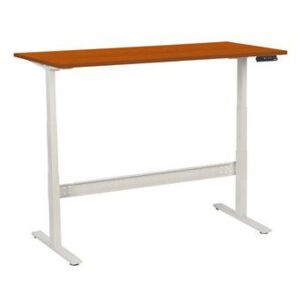 Manutan állítható magasságú irodai asztal, 160 x 80 x 62,5 - 127,5 cm, egyenes kivitel, ABS 2 mm, cseresznye