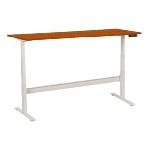 Manutan állítható magasságú irodai asztal, 200 x 80 x 62,5 - 127,5 cm, egyenes kivitel, ABS 2 mm, cseresznye