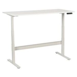 Manutan állítható magasságú irodai asztal, 160 x 80 x 62,5 - 127,5 cm, egyenes kivitel, ABS 2 mm, fehér