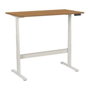 Manutan állítható magasságú irodai asztal, 140 x 80 x 62,5 - 127,5 cm, egyenes kivitel, ABS 2 mm, dió