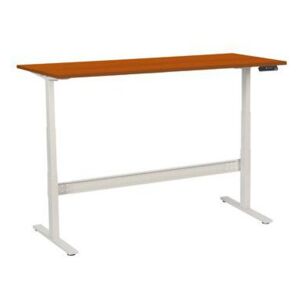 Manutan állítható magasságú irodai asztal, 180 x 80 x 62,5 - 127,5 cm, egyenes kivitel, ABS 2 mm, cseresznye