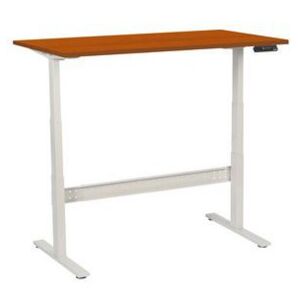 Manutan állítható magasságú irodai asztal, 140 x 80 x 62,5 - 127,5 cm, egyenes kivitel, ABS 2 mm, cseresznye