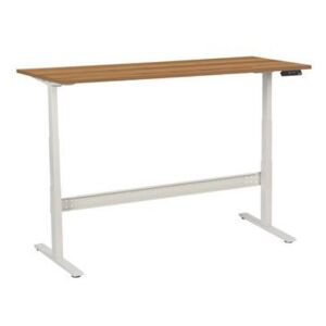 Manutan állítható magasságú irodai asztal, 180 x 80 x 62,5 - 127,5 cm, egyenes kivitel, ABS 2 mm, dió