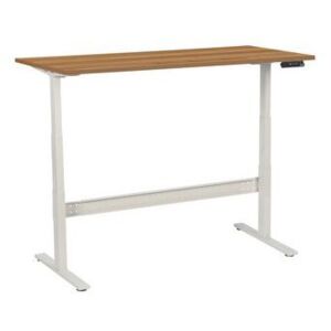 Manutan állítható magasságú irodai asztal, 160 x 80 x 62,5 - 127,5 cm, egyenes kivitel, ABS 2 mm, dió