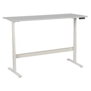 Manutan állítható magasságú irodai asztal, 180 x 80 x 62,5 - 127,5 cm, egyenes kivitel, ABS 2 mm, világosszürke