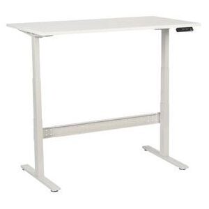 Manutan állítható magasságú irodai asztal, 140 x 80 x 62,5 - 127,5 cm, egyenes kivitel, ABS 2 mm, fehér