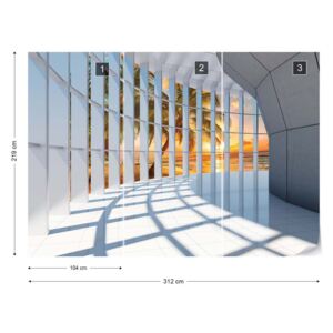 Fotótapéta GLIX - Trópusi Tengerpart 3D Nézet A Modern Építészet Nem szőtt tapéta - 312x219 cm