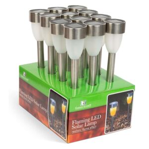 LED-es szolár lámpa - lángeffekt - műanyag - 360 x 55 mm, 12 db /