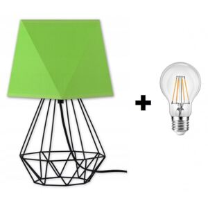 Glimex Diamond asztali/éjjeli lámpa zöld 1x E27 + ajándék LED izzó