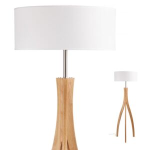 FOOT-LED-állólámpa-natúr-tölgy-fából-fehér-ernyővel