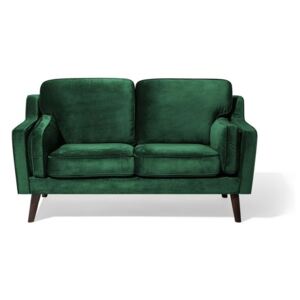 Elegáns 2 személyes zöld kárpitozott kanapé LOKKA
