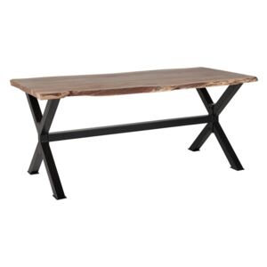 Rusztikus Fa Étkezőasztal Fekete Lábazattal 200 x 95 cm VALBO