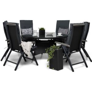 Asztal és szék garnitúra VG4249 Fekete + szürke
