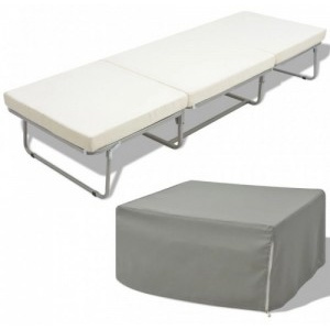 Összecsukható ágy/zsámoly matraccal acél 200x70 cm