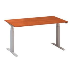 Alfa Up állítható magasságú irodai asztal szürke lábazattal, 140 x 80 x 61,5-127,5 cm, vadcseresznye mintázat