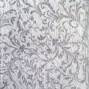 AMB.13307386 Elegance Damask white silver papírszalvéta 33x33cm,15db-os