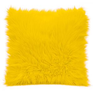 Díszpárnahuzat szőrme hatású sárga 45x45