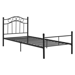[en.casa]® Egyszemélyes ágy Split 90 x 200 cm fémkeretes vintage ágykeret design ágy fekete