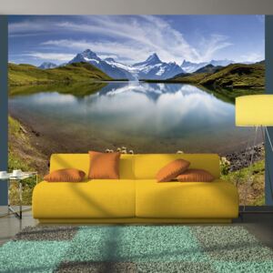 Fotótapéta Bimago - Lake with mountain reflection, Switzerland + Ragasztó ingyen 200x154 cm
