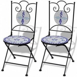 2 db-os kék / fehér mozaik bisztró szék szett