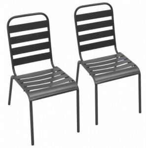 2 db szürke rakásolható acél kültéri szék